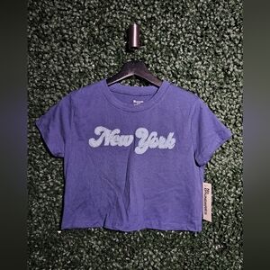 Navy Graphic Cropped Tee